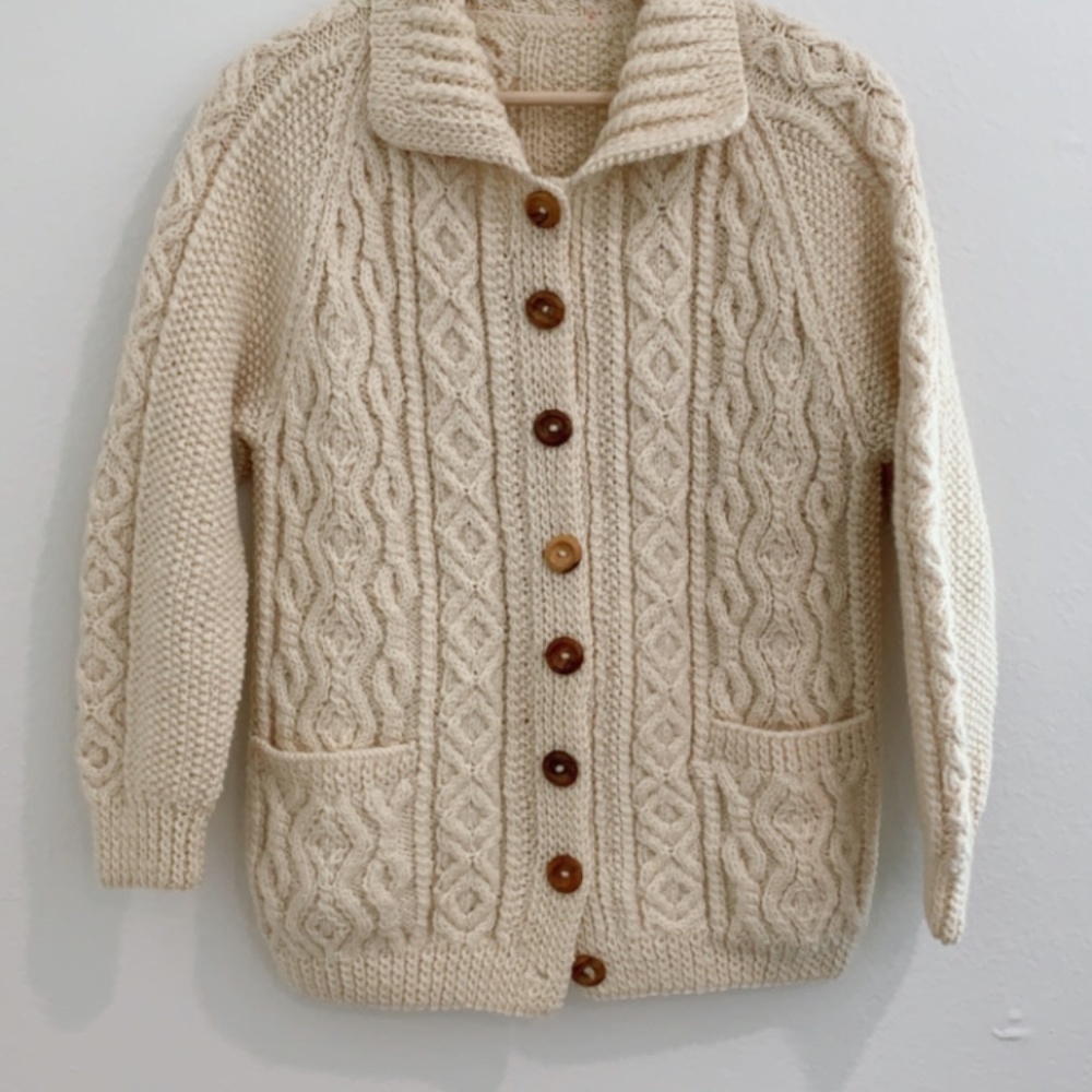 Vintage handmade fisherman’s cardigan with wooden buttons